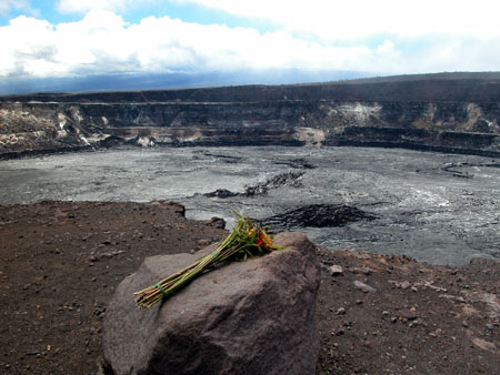 Offering at Halema'uma'u Crater Kilauea
